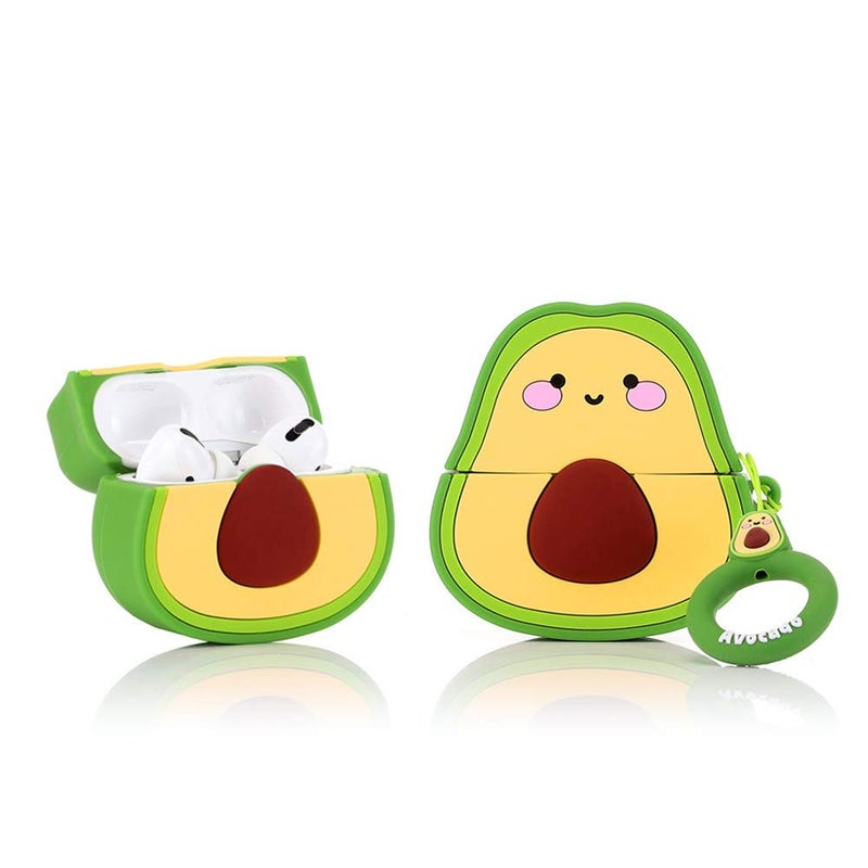 LEWOTE Silicone Case Compatible with Apple Airpods Pro & Pro 2 Funny Cute Cover [Fruit Dessert Series](Smile Avocado)